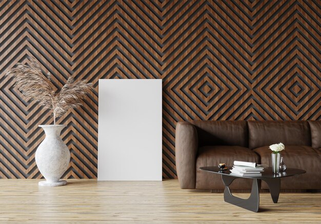 Minimale ruimte en decoratie kopiëren ruimte naadloze houten muur 3D-rendering