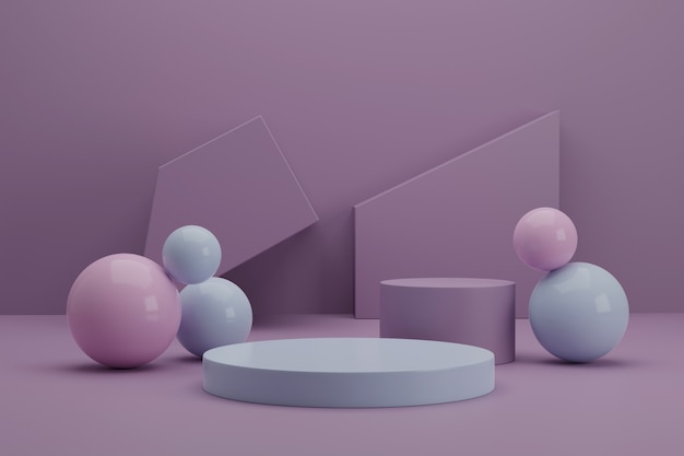 Minimale scène met geometrische vormen voor 3D-weergave van productweergave