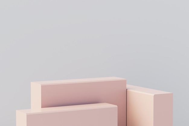 Minimale scène met podium en abstracte achtergrond Pastelkleuren scène 3D illustratie