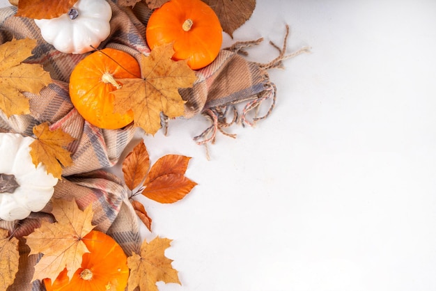 Minimale schaarse herfst achtergrond met herfstbladeren