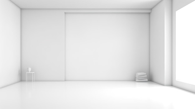 Minimale witte achtergrond met interieur Witte kamer met schone lichte achtergrond Modern