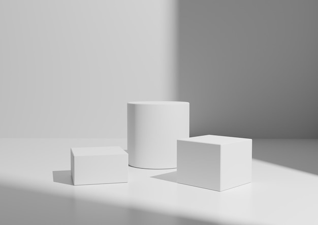 Minimale witte drie podium of stand 3D-compositie voor productweergave