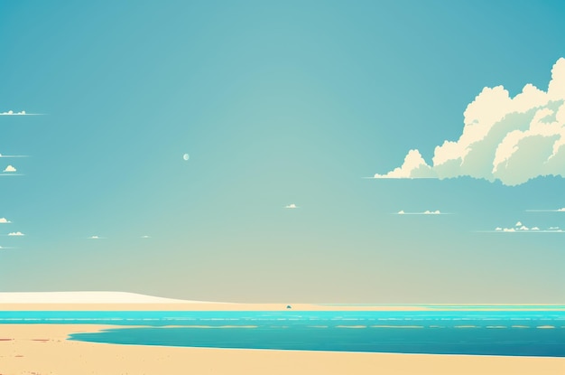 Minimale zomer strand landschap met kopie ruimte blauwe hemel achtergrond illustratie grafisch ontwerp