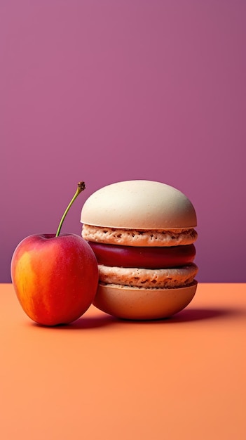 minimalism closeup fruit and icecream hamburger food