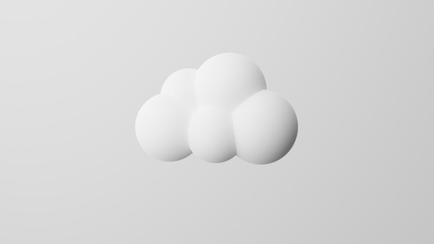 사진 흰색 배경 3d 렌더링에 미니멀리즘 구름 흐린 날씨 이모티콘 흐린 기호