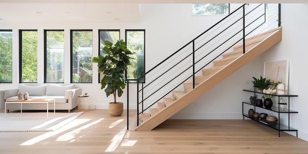 Minimalism in the interior with stairs