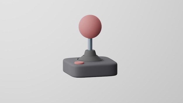 Foto minimalismo simbolo di videogiochi joystick isolato su sfondo bianco rendering 3d