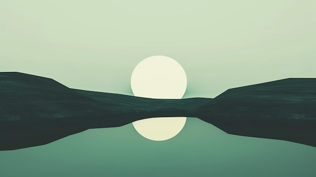 Photo minimalism landscape with transparent circle dark green color neutral colorsbeautiful