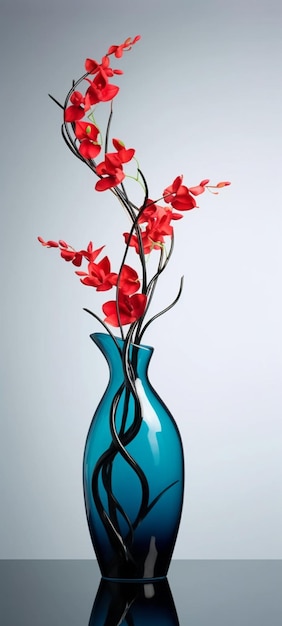 Minimalism in a simple red flower arrangement with a red orchid