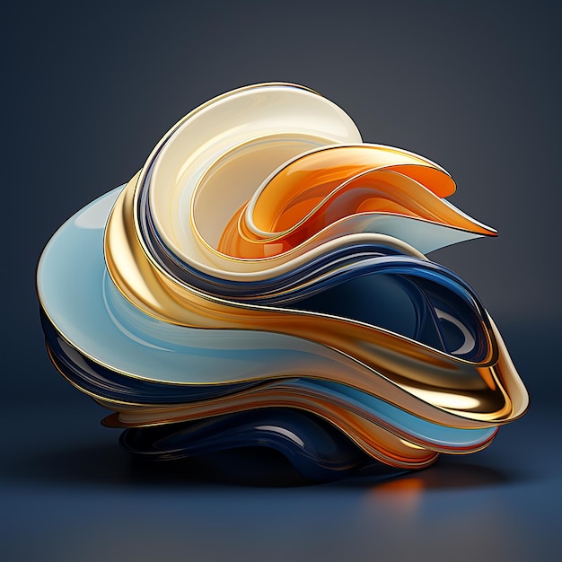 minimalist 3d art media news abstract shapes lines gradient colors cobalt blue gold