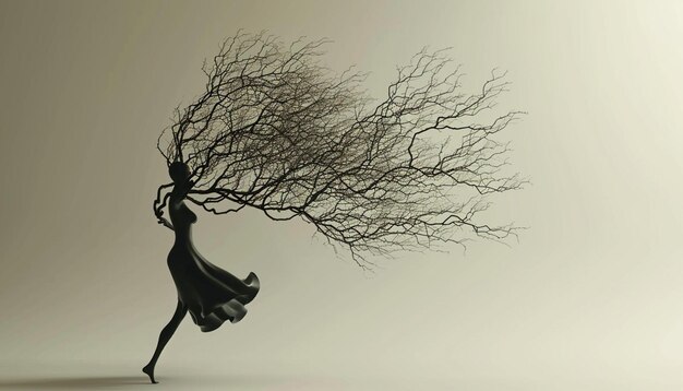 Minimalist 3D art of a tree