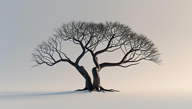 Minimalist 3D art of a tree