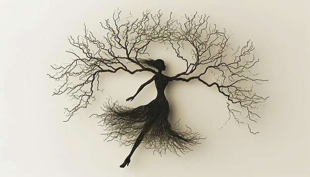 Minimalist 3D art of a tree