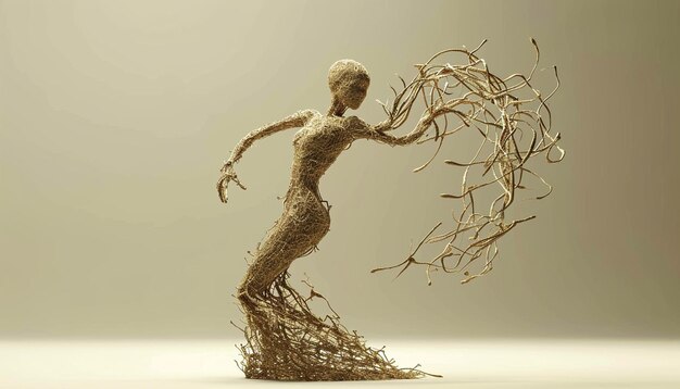 Minimalist 3D art of a tree