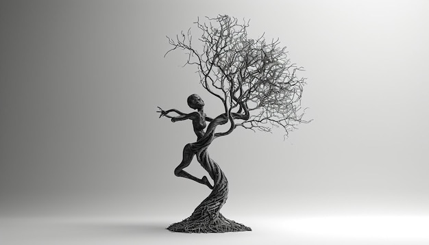 Minimalist 3D art of a tree