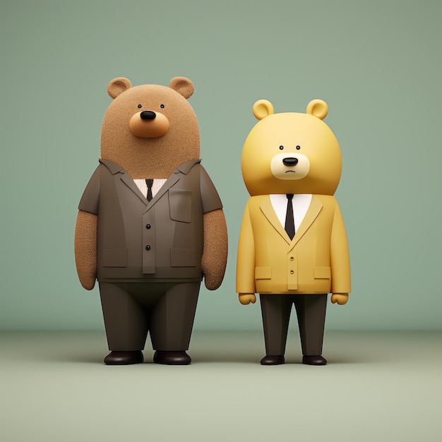 Minimalist 3d Bear And Christopher A Digital Creation