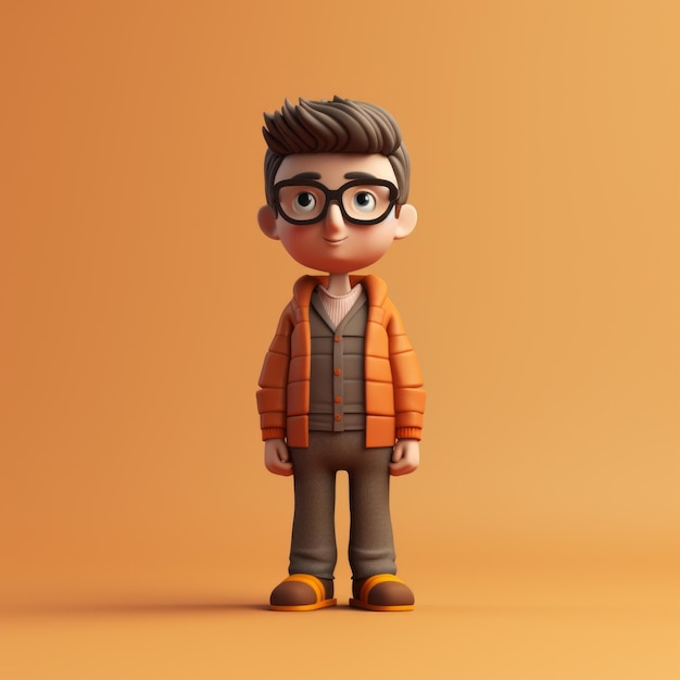 ミニマリスト 3D アニメ 眼鏡の男 魅力的なアニメスタイル
