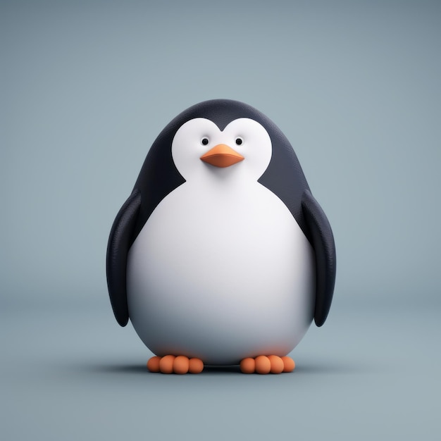 Photo minimalist 3d cartoon penguin on grey background