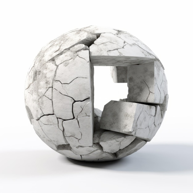 Foto minimalista 3d sfera di cemento geopunk urban decay design