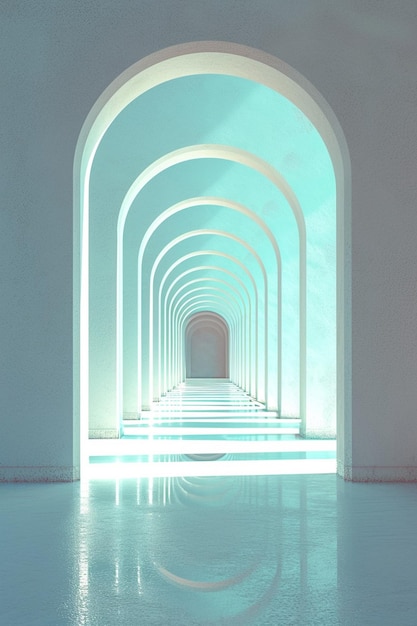 Minimalist 3D depiction of a series of arches