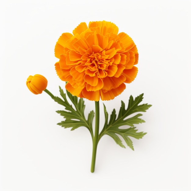 Photo minimalist 3d marigold flower illustration on white background