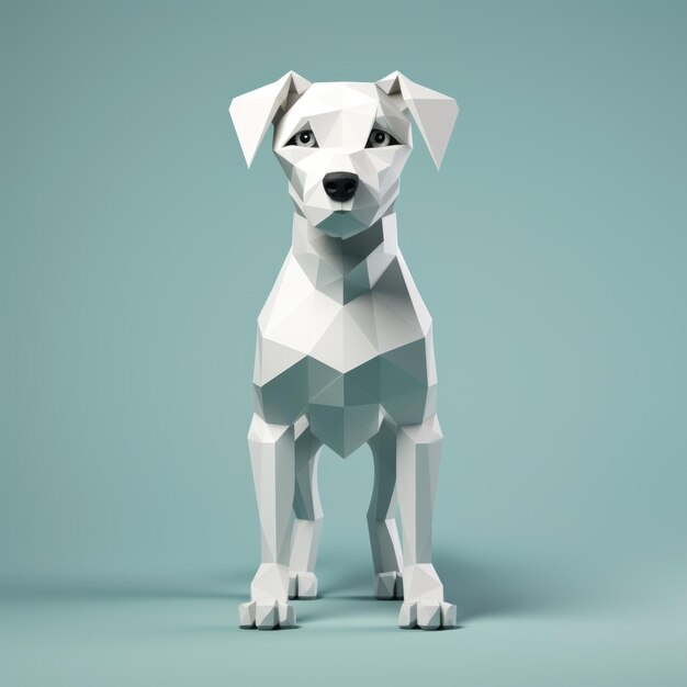 Minimalist 3d Polygon Dog Illustration In The Style Of Jeff Kinney