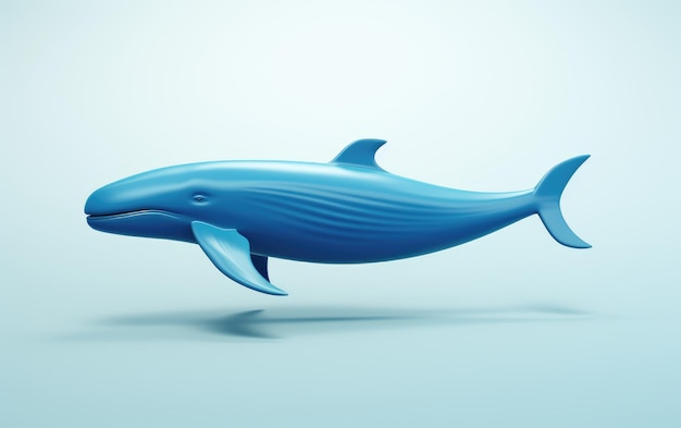 青いクジラのアイコンの最小限の3Dレンダリング