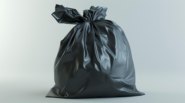 Photo a minimalist 3d rendered trash bag icon with clean lines perfect for representing waste disposal cleanliness and organization isolated on a white background