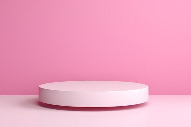Minimalist 3d rendering abstract white podium with shadow on pink background ideal mock up stand