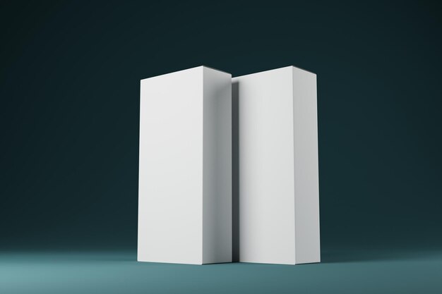 Minimalist 3d rendering box packaging for brand mockup