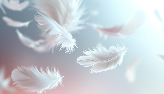 Photo minimalist 3d white feathers floating