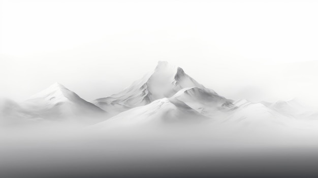 Minimalist 3d White Mountainscape Painting With Foggy Background