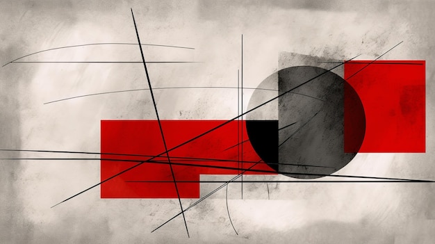 Minimalist abstract art piece featuring a red line angled in a precise and deliberate manner representing simplicity and an emphasis on geometric elements generatie ai