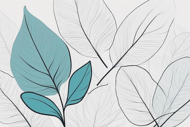 Minimalist abstract background with outline leaves