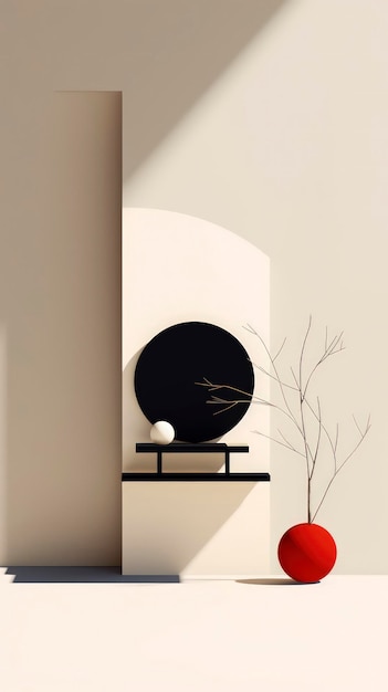Foto composizione astratta minimalista con linee pulite e tavolozza di colori limitata ai generata