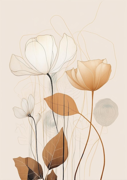 Foto minimalista astratto moderno stile boho botanico in stile scandinavo arte