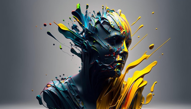 Minimalist Abstract Paint over Statue Face. AI generative.