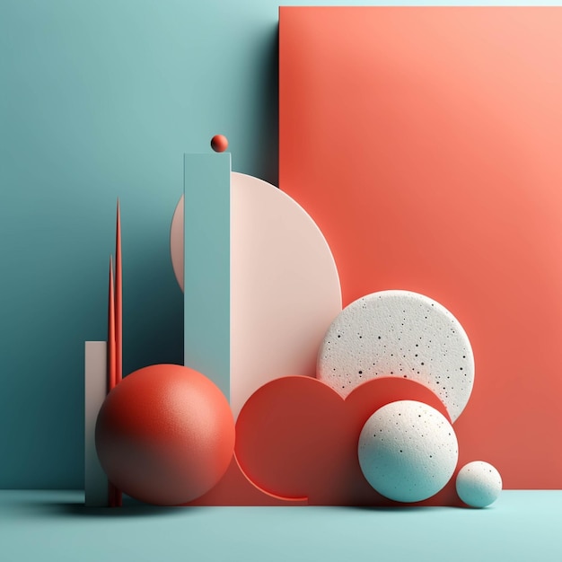 Minimalist abstract scene with geometrical forms 3d render