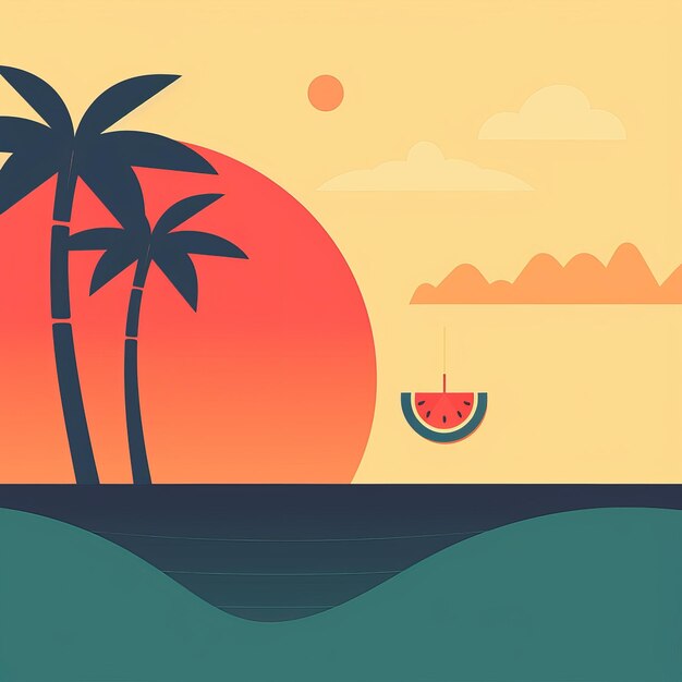 Minimalist Abstract Summer Theme Landscape Background