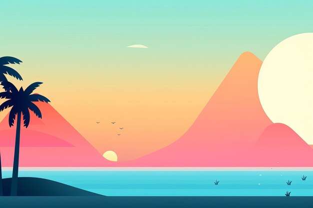 Minimalist Abstract Summer Theme Landscape Background