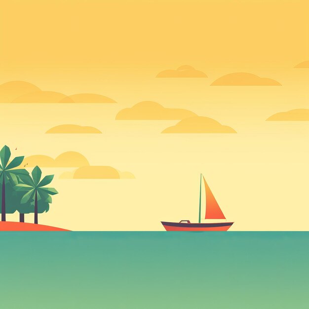 Minimalist Abstract Summer Theme Landscape Background