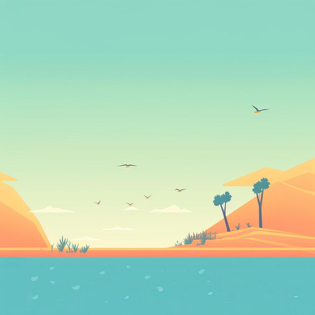 Minimalist Abstract Summer Theme Landscape Background