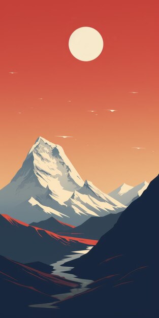 Photo minimalist aconcagua poster with majestic everest swiss style illustration