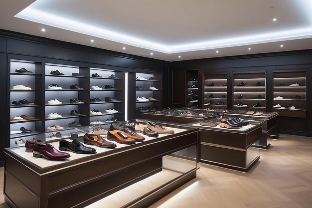 Minimalist adult Man people shoes sneakers on the shelves in Central department store