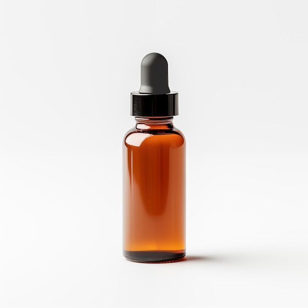 Minimalist Aesthetic Amber Dropper Bottle with White Label