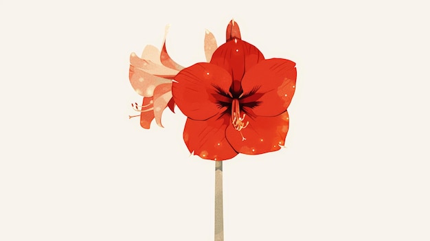 Photo minimalist aesthetic illustration of a single amaryllis bloom generative ai
