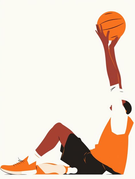 Minimalist Affirmation Card of Basketball Athlete on Plain Background Generative AI