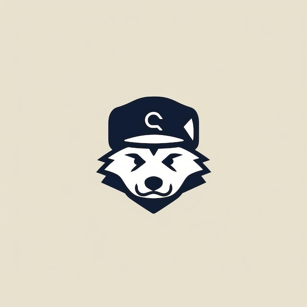 写真 帽子をかぶった同情的なオオカミのミニマリストの動物ロゴ