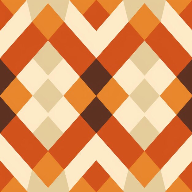 Minimalist Argyle Pattern In Orange And Beige Colors