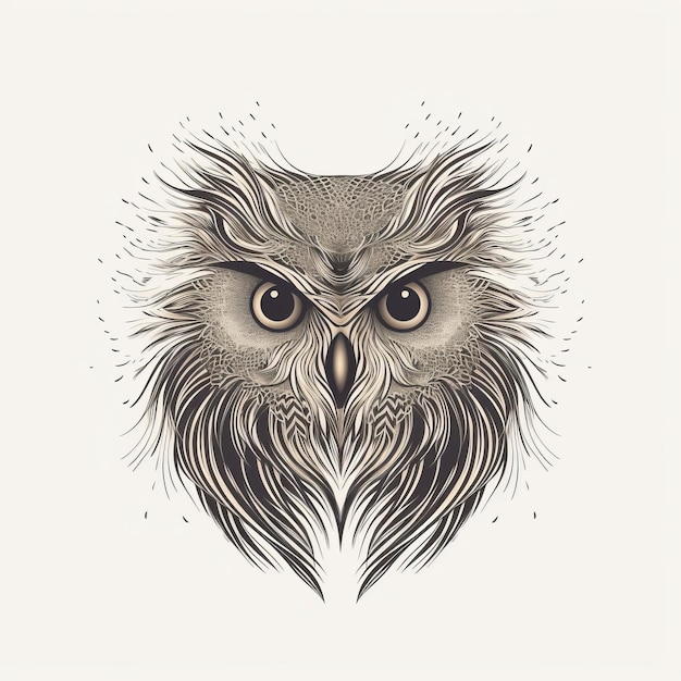 Minimalist Artboard Print Of Rearing Owl With Long Mane